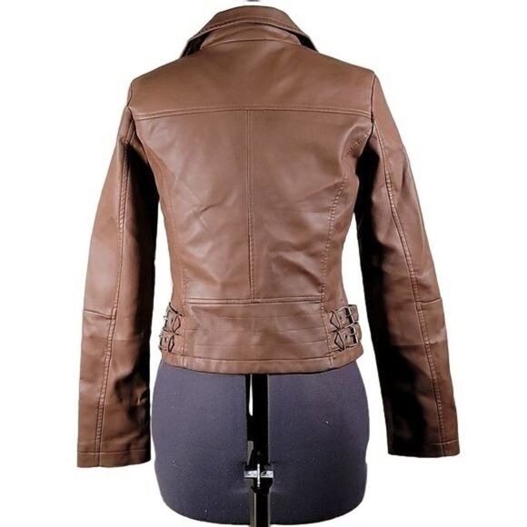 CoffeeShop Juniors' Faux-Leather Moto Jacket Sz XXL - Picture 4 of 13